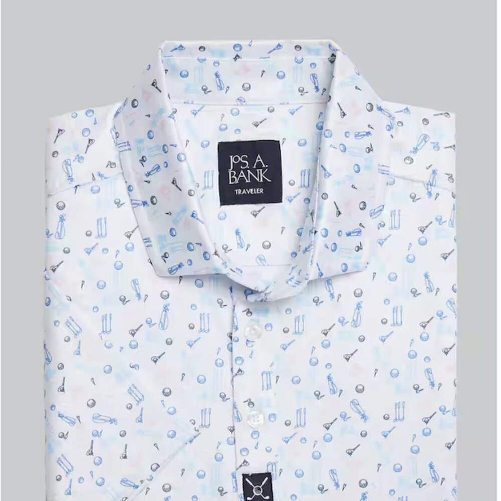 Traveler Performance Tailored Fit Golf Polo | XX Large White/Blue/Pink Shirt